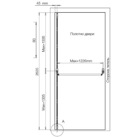 ABLOY PBE 007 R brushed nickel/ нажимная штанга на пассивное полотно