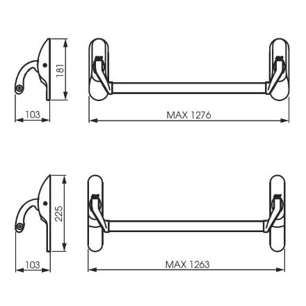 ABLOY PBE011 NiHa / нажимная штанга для дверей из профиля
