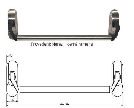 ABLOY PBE 011 + PZ brushed nickel/ нажимная штанга для дверей аварийного выхода