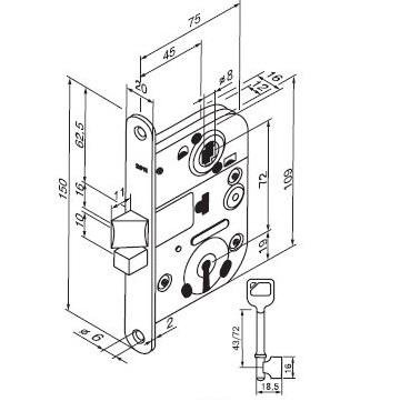 Abloy 2011 FE/ZN / замок для внутренних дверей