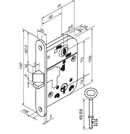 Abloy 2014 FE/JME / замок для внутренних дверей и туалетных комнат