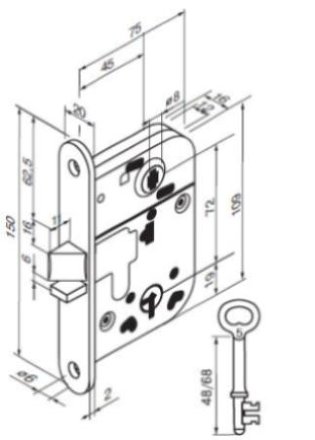  Abloy 2014 FE/ZN / замок для внутренних дверей и туалетных комнат