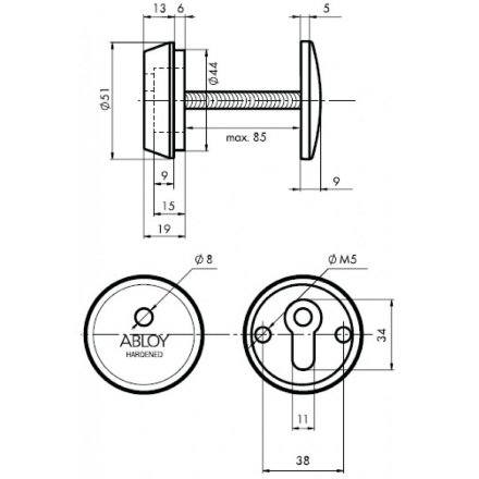 Броненакладка CH 101 ABLOY для сплошных дверей
