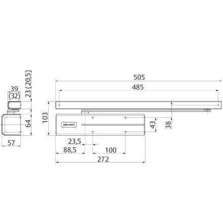 Assa Abloy DC 500 (DC330)/120000 silver/ дверной доводчик для внутренних дверей с макс весом 80 кг