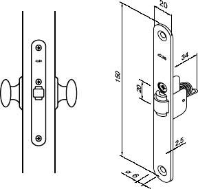 Abloy 4238 ZNACLU/JME/ защелка для внутренних дверей