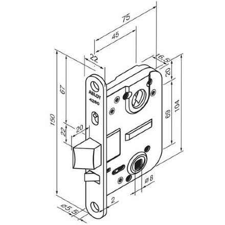 Abloy 4260 L FE/JME / цилиндровый врезной замок с автозапиранием