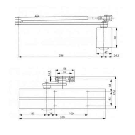 Assa Abloy DC 336/140500 DA silver/ доводчик дверной BC cl.2-6 max 120кг