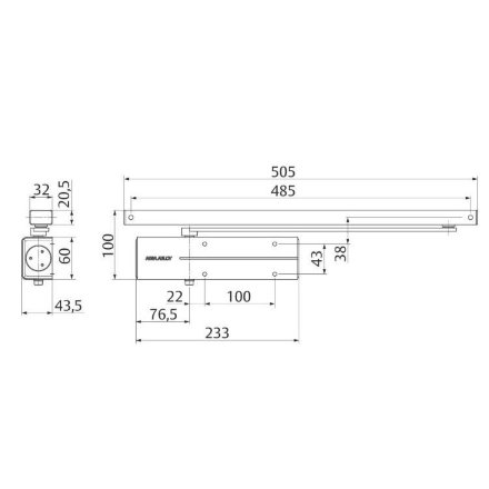 Assa Abloy DC 135---9005 со скользящей тягой black/ дверной доводчик для внутренних дверей с макс весом 60 кг