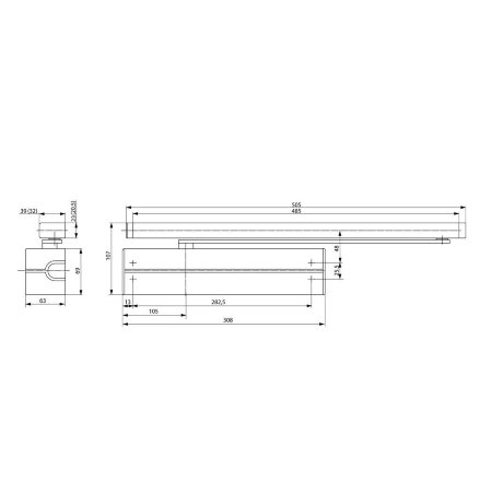 Assa Abloy DC 347 (DC 247)/420500 black/ дверной доводчик для внутренних и наружных дверей с весом до 160