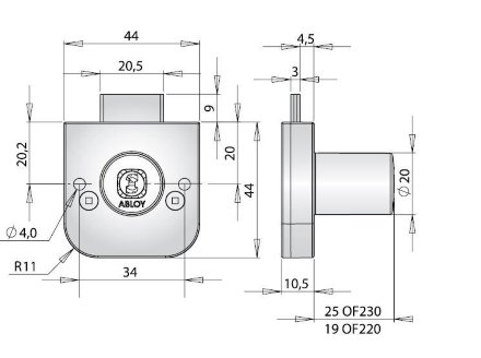 Abloy OF 230 C / мебельный врезной замок